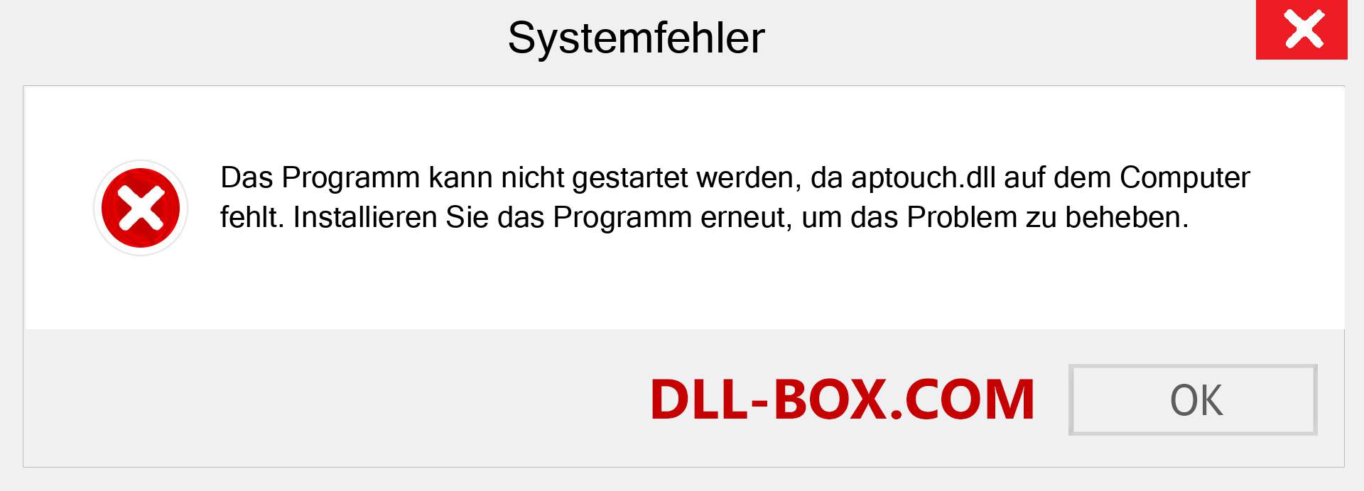 aptouch.dll-Datei fehlt?. Download für Windows 7, 8, 10 - Fix aptouch dll Missing Error unter Windows, Fotos, Bildern